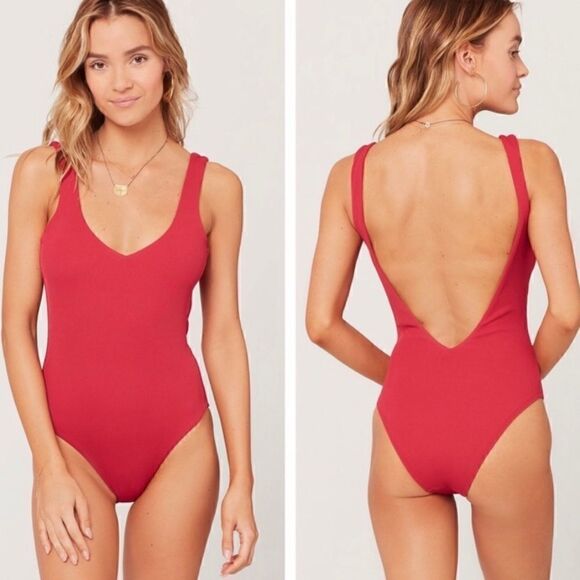 L*Space Ribbed Arizona One Piece Swimsuit in Red Size 6 - Picture 1 of 8